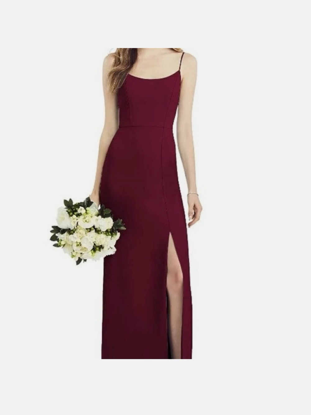 After Six Burgundy Spaghetti Strap Evening Dress